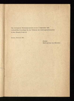 Das vorliegende Rahmenprogramm ...