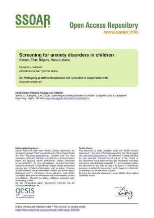 Screening for anxiety disorders in children