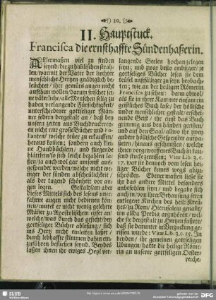 II. Hauptstuck. Francisca die ernsthaffte Suendenhaßerin