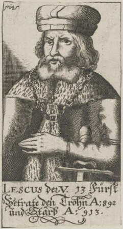 Bildnis des legendären Lescus V., Herrscher der Polen