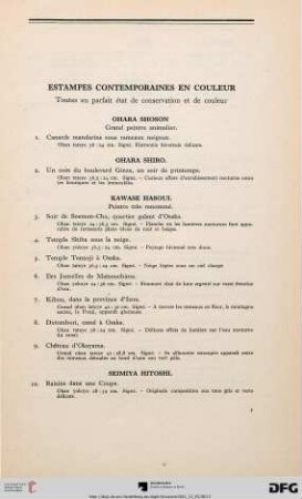 Estampes contemporaines en couleur (Nr. 1-12)