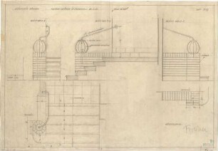 Fischer, Theodor; München - Westend, Bergmannstr.; Ledigenheim - Treppen - Anfänger im EG (Grundrisse, Ansichten)