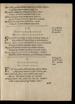 IX. Sebastianus Kitnerus. Urbica Justa Sis Tennens