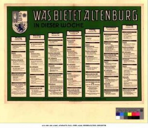 Originaltitel: Was bietet Altenburg in dieser Woche 18. Oktober bis 24. Oktober 1948 Mitgeteilt vom Städtischen Kulturamt Altenburg
