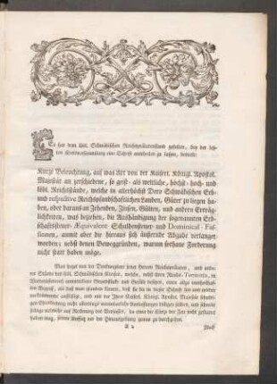 Es hat dem löbl. Schwäbischen Reichsprälatenstand gefallen, ...
