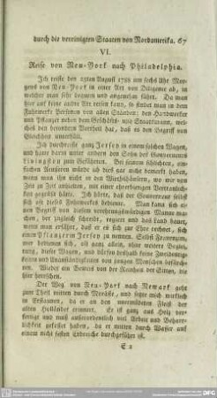 VI. Reise von Neu-York nach Philadelphia