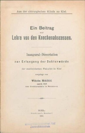Ein Beitrag zur Lehre von den Knochenabscessen
