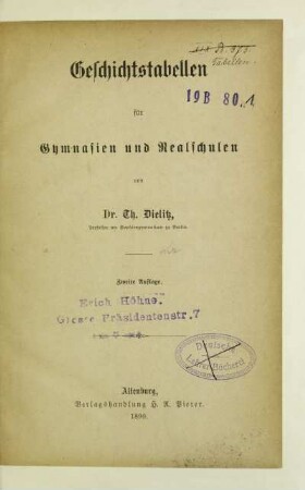 Geschichtstabellen für Gymnasien und Realschulen