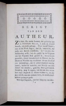 Berigt van den Autheur.