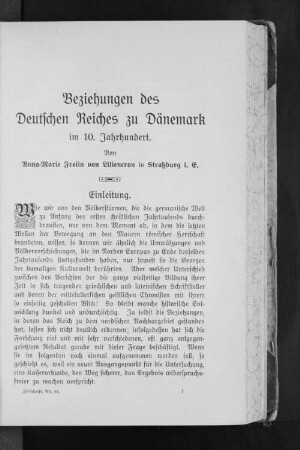 Beziehungen des Deutschen Reiches zu Dänemark im 10. Jahrhundert.