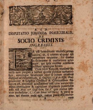 Dissertatio Juridica Inauguralis, De Socio Criminis