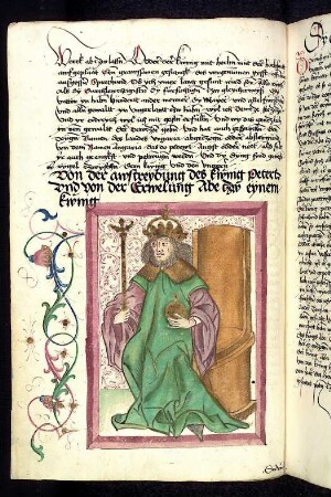 Thronender ungarischer Herrscher: König Aba; Rankenwerk
