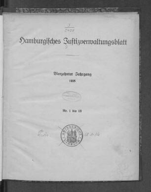 14.1925: Hamburgisches Justizverwaltungsblatt : HmbJVBL
