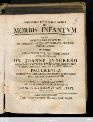 Dissertatio Inavgvralis Medica De Morbis Infantvm