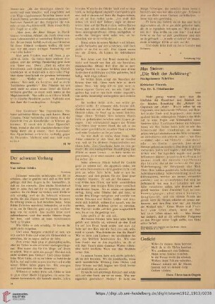 Max Steiner: "Die Welt der Aufklärung", [3] : nachgelassene Schriften