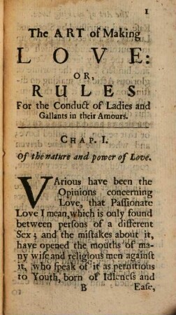 The art of making love : or Rules for the conduct of Ladies and Gallants in their amours ...