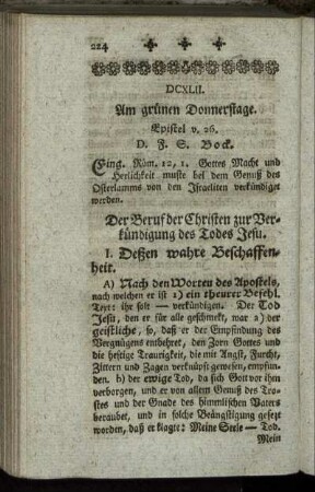 DCXLII. Am grünen Donnerstage. Epistel v. 26.