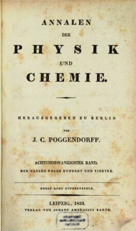 Annalen der Physik. 104 = Poggendorff's Annalen ; Bd. 28. 1833