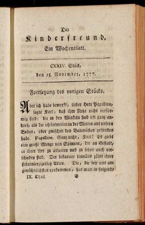 CXXIV. Stück, den 15. November, 1777