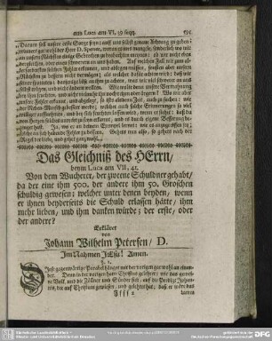 Das Gleichniß des Herrn, beym Luca am VII,41. ...