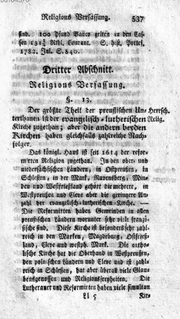 Dritter Abschnitt. Religions Verfassung