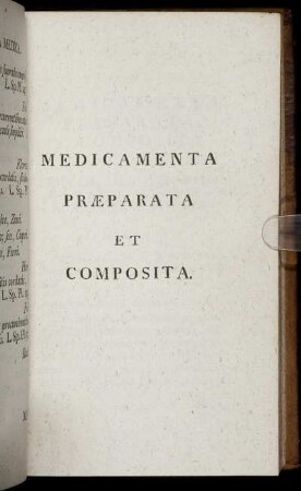 Medicamenta Præparata Et Composita.