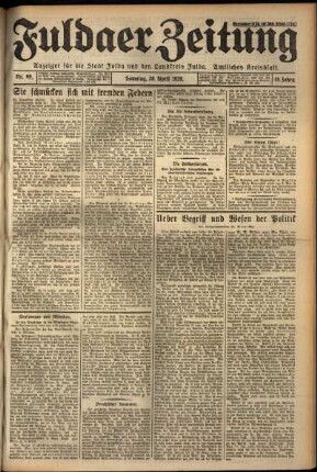 Erste Ausgabe vom Samstag, den 28. April 1928.