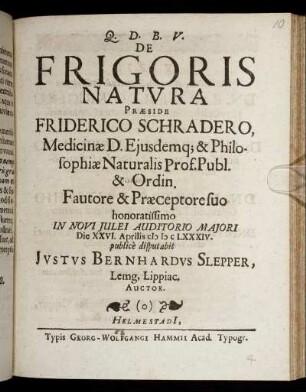 De Frigoris Natura