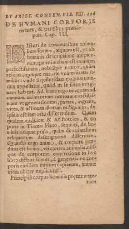 De Humani Corporis natura, & partibus praecipuis. Cap. III.