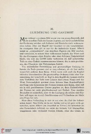 III. Gliederung und Ganzheit