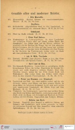 Gemälde alter und moderner Meister (Nr. 107 - 213)