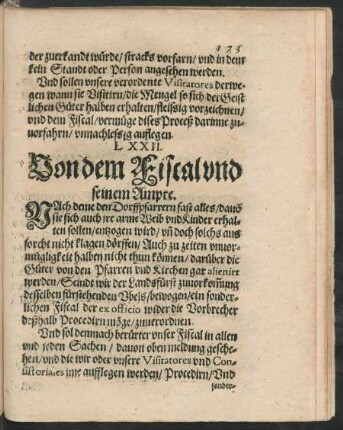 LXXII. Von dem Fiscal und seinem Ampte.