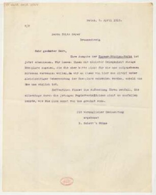 Brief an Fritz Meyer : 09.04.1919