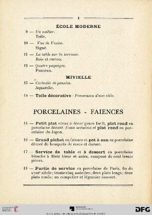 Porcelaines - Fainces (Nr. 15-39)