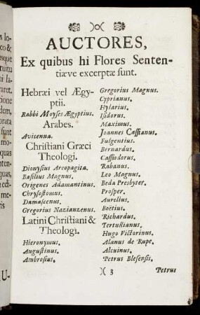 Auctores, Ex quibus hi Flores Sententiæve excerpatæ sunt.