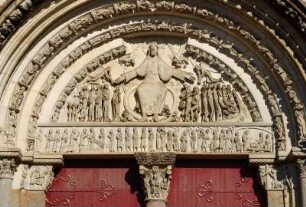 Frankreich. Bourgogne. Yonne. Vezelay. Basilika Sainte Madeleine. Portal. Typanon