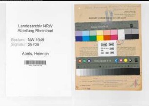 Entnazifizierung Heinrich Abels , geb. 08.08.1900 (Spediteur)
