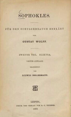 Sophokles : [Werke], 2. Elektra