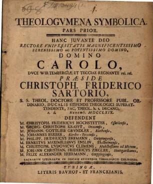 Theologumena symbolica : Pars prior