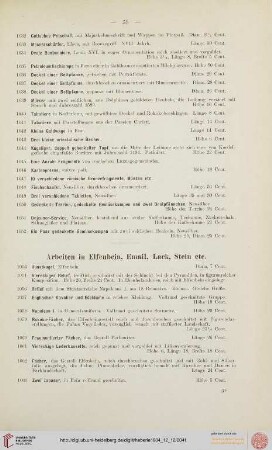 Arbeiten in Elfenbein, Email, Lack, Stein (Nr. 1053-1091)