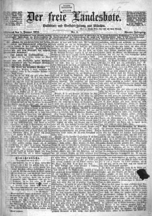 Der freie Landesbote : unabhängiges Organ für die Vertretung freiheitlicher Bestrebungen. 1873,1/6 = Jg. 4
