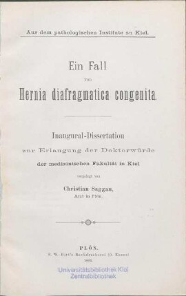 Ein Fall von Hernia diafragmatica congenita