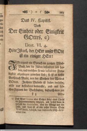 Das IV. Capitel. Von Der Einheit oder Einigkeit Gottes.