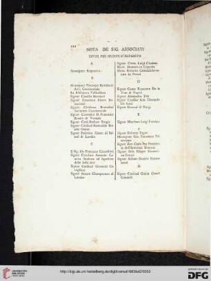 Nota de Sig. Associati divisi per ordine d'alfabeto