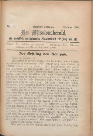 Nr. 10. Sechster Jahrgang. Oktober 1906.