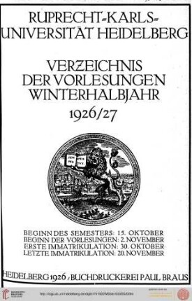 Wintersemester 1926/1927