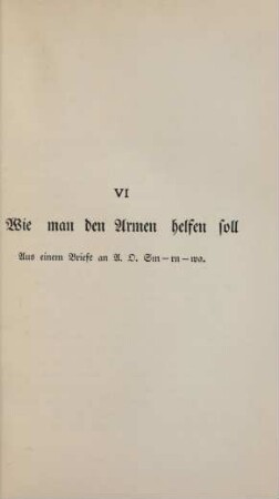 VI. Wie man den Armen helfen soll