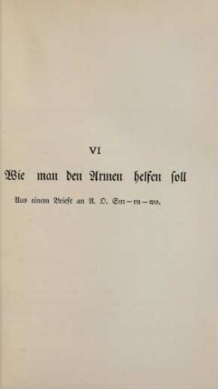 VI. Wie man den Armen helfen soll