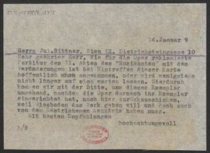 Brief an Julius Bittner : 14.01.1919