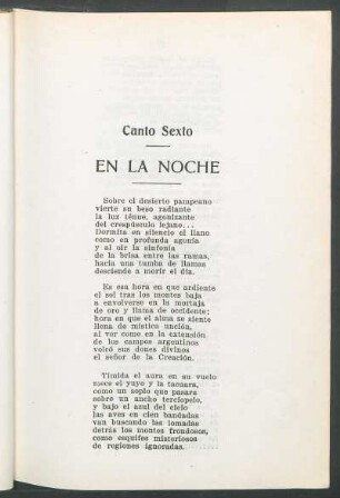 Canto Sexto: En la noche
